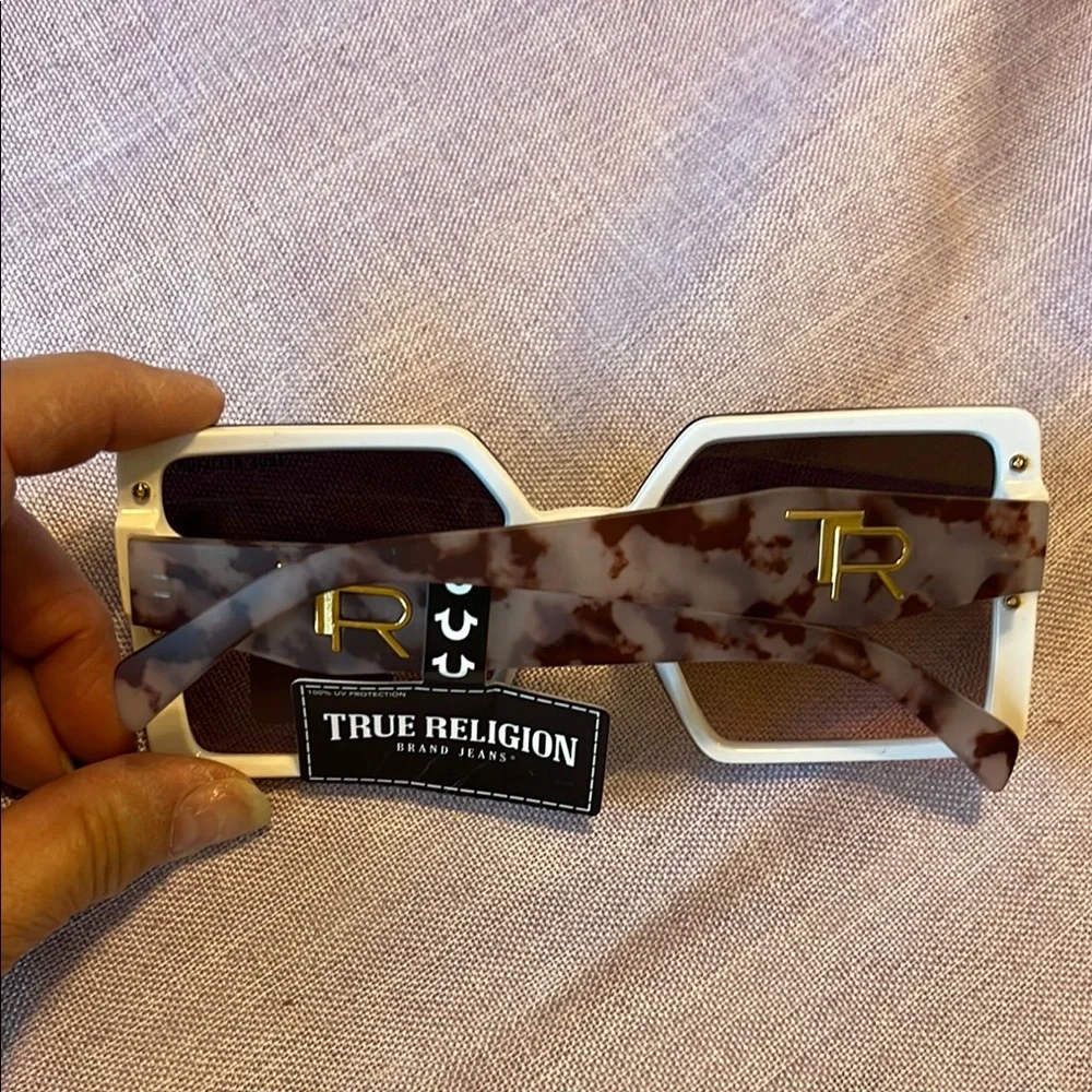True Religion Black and Gold Square Sunglasses